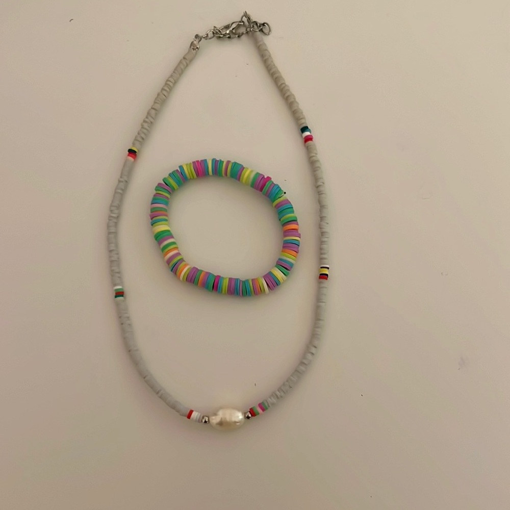 clay bracelet and necklace set